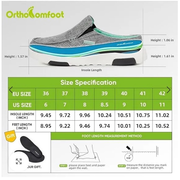NEW OrthoComfoot Canvas Mule Orthopedic Walking Shoes - Picture 12 of 16